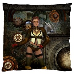 Steampunk, Steampunk Women With Clocks And Gears Standard Flano Cushion Case (two Sides) by FantasyWorld7