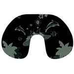 Surfboard With Dolphin, Flowers, Palm And Turtle Travel Neck Pillows Front