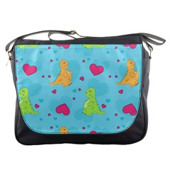 Dinosaur Love Pattern Messenger Bags by Bigfootshirtshop