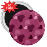 Mauve Valentine Heart Pattern 3  Magnets (10 pack)  Front