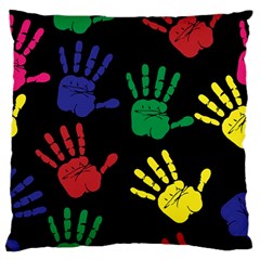 Handprints Hand Print Colourful Large Flano Cushion Case (two Sides) by Celenk