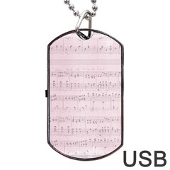 Vintage Pink Music Notes Dog Tag Usb Flash (one Side) by Celenk