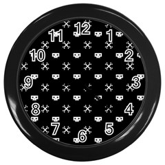 White Pixel Skull Pirate Wall Clocks (black) by jumpercat