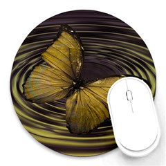 Butterfly Insect Wave Concentric Round Mousepads by Celenk