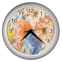 Texture Fabric Textile Detail Wall Clocks (silver)  by Celenk