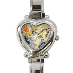 Flower Texture Pattern Fabric Heart Italian Charm Watch by Celenk