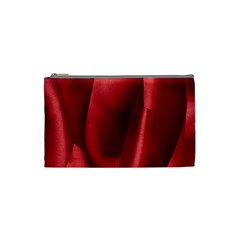 Red Fabric Textile Macro Detail Cosmetic Bag (small)  by Celenk