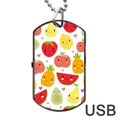 Happy Fruits Pattern Dog Tag Usb Flash (two Sides) by Bigfootshirtshop