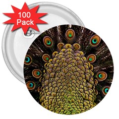 Peacock Feathers Wheel Plumage 3  Buttons (100 Pack)  by BangZart