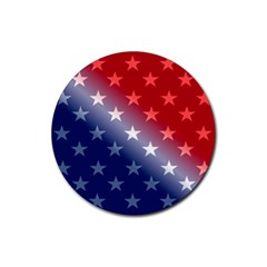 America Patriotic Red White Blue Rubber Coaster (round)  by BangZart