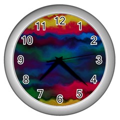 Watercolour Color Background Wall Clocks (silver)  by BangZart