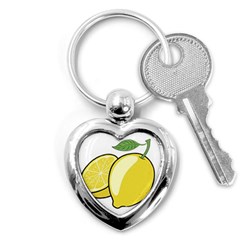 Lemon Fruit Green Yellow Citrus Key Chains (heart)  by BangZart