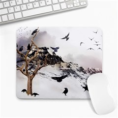 Birds Crows Black Ravens Wing Large Mousepads by BangZart