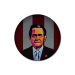 George W Bush Pop Art President Usa Rubber Round Coaster (4 pack)  Front