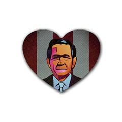 George W Bush Pop Art President Usa Rubber Coaster (heart)  by BangZart