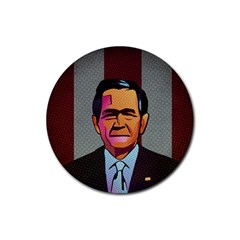 George W Bush Pop Art President Usa Rubber Coaster (round)  by BangZart