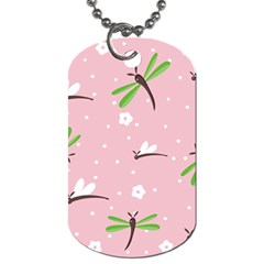 Dragonfly And White Flowers Pattern Dog Tag (one Side) by Bigfootshirtshop