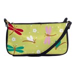 Colorful Dragonflies And White Flowers Pattern Shoulder Clutch Bags Front