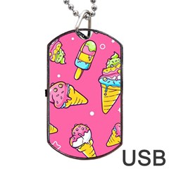 Summer Ice Creams Flavors Pattern Dog Tag Usb Flash (two Sides) by Bigfootshirtshop