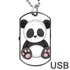 Cute Panda Dog Tag Usb Flash (two Sides) by Valentinaart