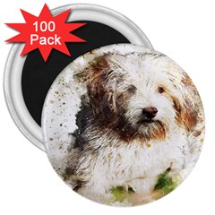 Dog Animal Pet Art Abstract 3  Magnets (100 Pack) by Celenk