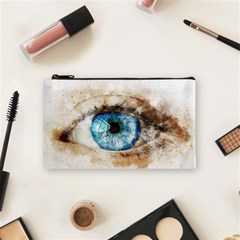 Eye Blue Girl Art Abstract Cosmetic Bag (small)  by Celenk