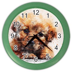 Dog Puppy Animal Art Abstract Color Wall Clocks by Celenk