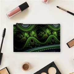 Fractal Green Gears Fantasy Cosmetic Bag (small)  by Celenk