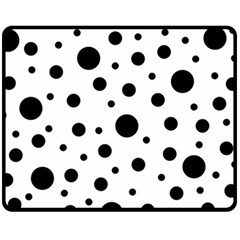 Black On White Polka Dot Pattern Fleece Blanket (medium)  by LoolyElzayat