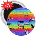 Horses in Rainbow 3  Magnets (10 pack)  Front