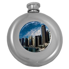 Skyscraper City Architecture Urban Round Hip Flask (5 Oz) by Celenk