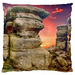 Rocks Landscape Sky Sunset Nature Large Flano Cushion Case (two Sides) by Celenk