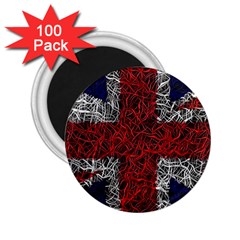 Union Jack Flag Uk Patriotic 2 25  Magnets (100 Pack)  by Celenk