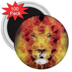 Fractal Lion 3  Magnets (100 Pack) by Celenk