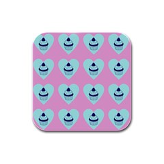 Cupcakes In Pink Rubber Square Coaster (4 Pack)  by snowwhitegirl