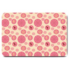 Cream Retro Dots Large Doormat  by snowwhitegirl