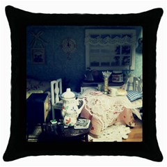 Abandonded Dollhouse Throw Pillow Case (black) by snowwhitegirl