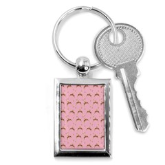 Pink Beige Hats Key Chains (rectangle)  by snowwhitegirl