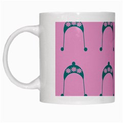 Pink Flower Teal Hat White Mugs by snowwhitegirl