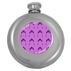 Violet Flower Hat Round Hip Flask (5 Oz) by snowwhitegirl