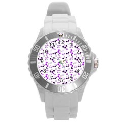 Purple Cherries Round Plastic Sport Watch (l) by snowwhitegirl