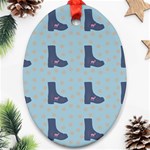 Deer Boots Teal Blue Oval Ornament (Two Sides) Back