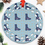 Deer Boots Teal Blue Round Filigree Ornament (Two Sides) Back