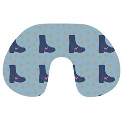 Deer Boots Teal Blue Travel Neck Pillows by snowwhitegirl