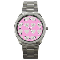 Cupcake Pink Grey Sport Metal Watch by snowwhitegirl