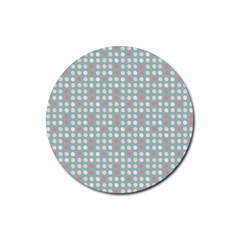 Pink Peach Grey Eggs On Teal Rubber Coaster (round)  by snowwhitegirl