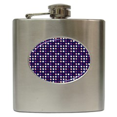 Peach Purple Eggs On Navy Blue Hip Flask (6 Oz) by snowwhitegirl