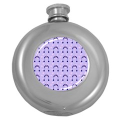 Winter Hat Snow Heart Lilac Blue Round Hip Flask (5 Oz) by snowwhitegirl