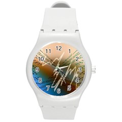 Pop Art Edit Artistic Wallpaper Round Plastic Sport Watch (m) by Nexatart