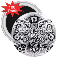 Forest Patrol Tribal Abstract 3  Magnets (100 Pack) by Nexatart